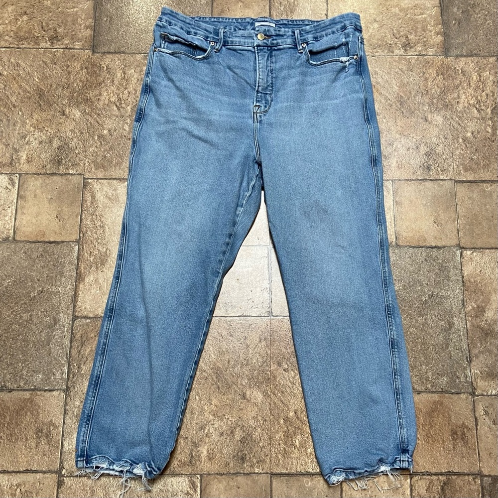 Good American‎ Straight Leg Womens Blue Size 18/35x27 High Rise Stretch